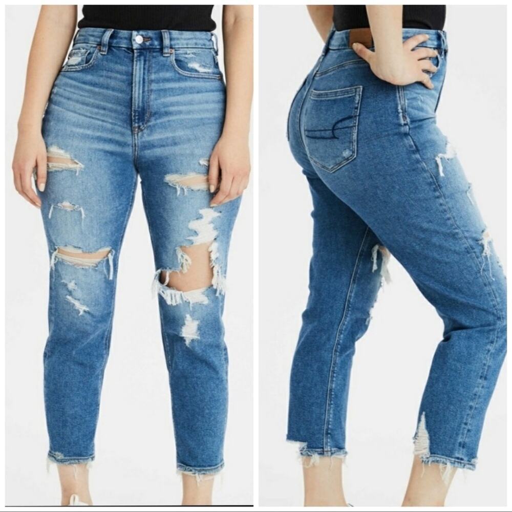 American Eagle  Curvy Mom Jeans Distressed Size 2